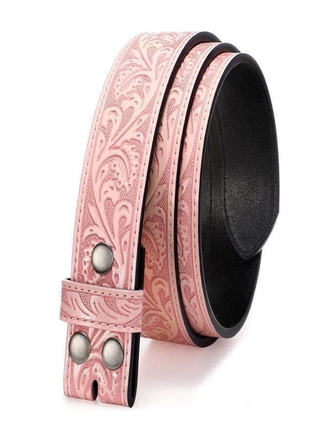 TRIWORKS Western Belt Strap for Men without Buckle 1.5" Wide Floral Engraved Embossed Leather Belt Strap - Image 1